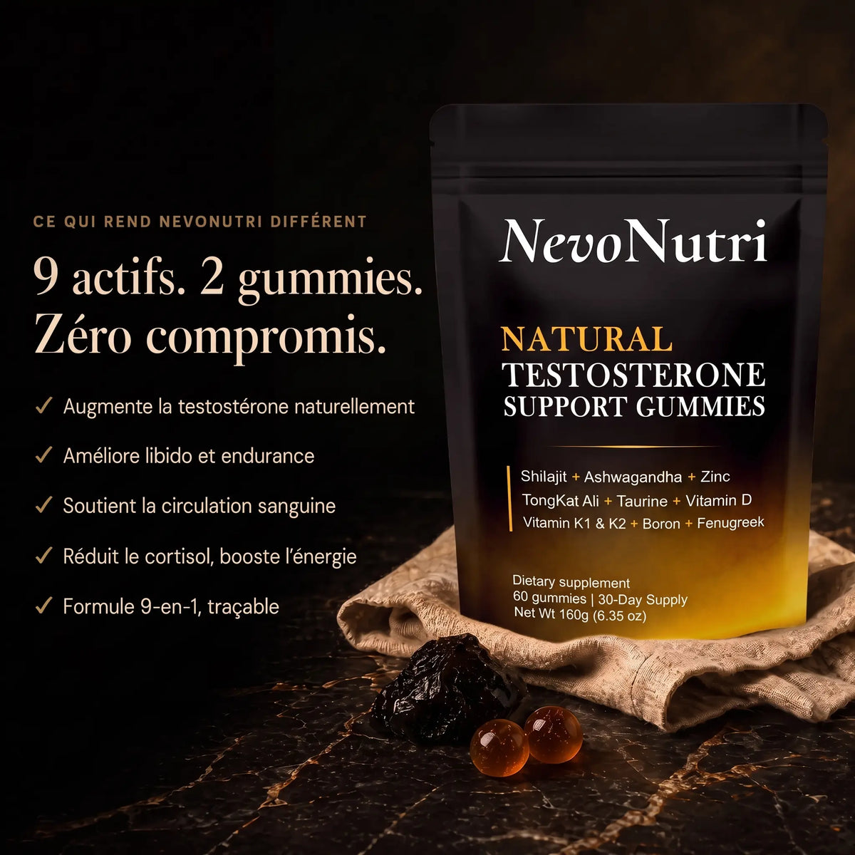Gummies Support Testostérone 9 en 1